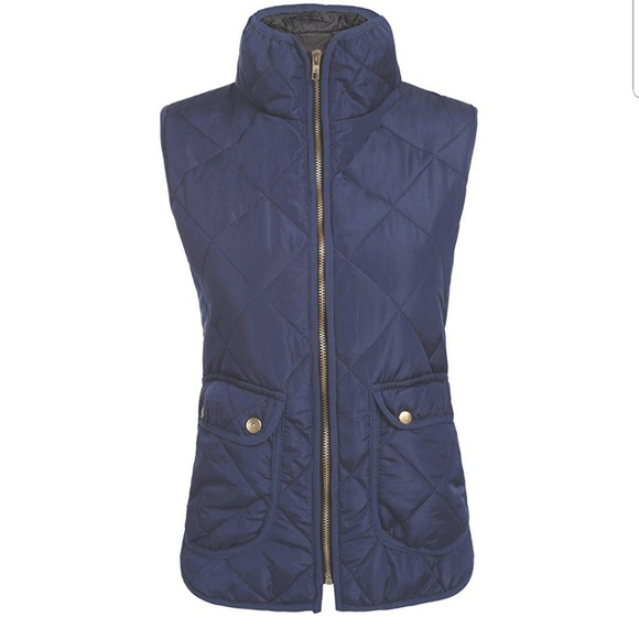 Showyoo Cotton Quilted Zip Up Vest with Pockets - Picture 2 of 4
